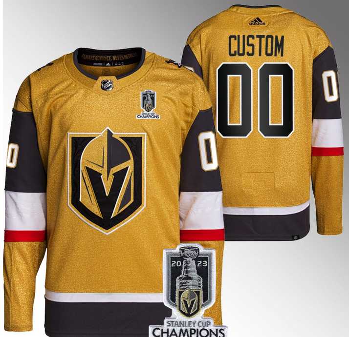 Mens Vegas Golden Knights Active Player Custom Gold 2023 Stanley Cup Champions Stitched Jersey->customized nhl jersey->Custom Jersey